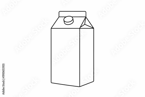 Simple line drawing of a milk carton on white background