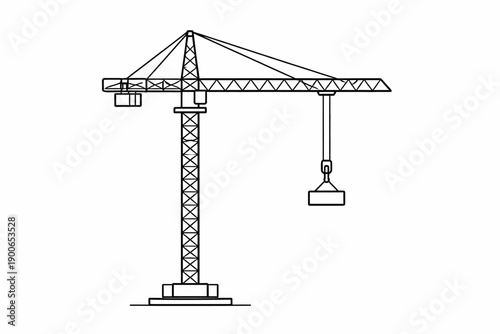 Outline of tower crane with counterweight for construction projects
