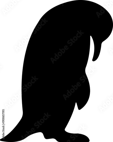 Penguin Flat Style Vector Black Icon, Antarctic Bird Silhouette Symbol and Wildlife Outline Graphic Group Featuring Penguin, Seabird and Flightless Bird