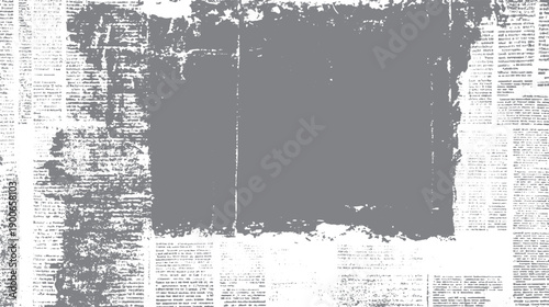 Faded newspaper texture with grey overlay and scattered text fragments vintage grunge