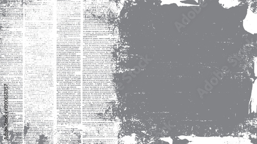 Faded newspaper print texture with grey and white distressed and scattered dots