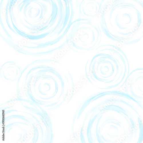 水彩風の涼しげな水の波紋_正方形