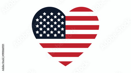 American flag heart symbol with stars and stripes on white background patriotic illustration for independence day love for usa national pride and american culture