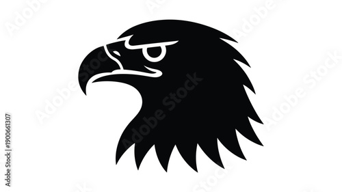 Bold vector illustration of a fierce eagle head in black and white symbolizing power and freedom