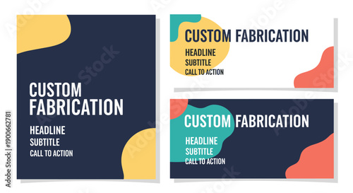 Custom Fabrication banners and cards with abstract modern design