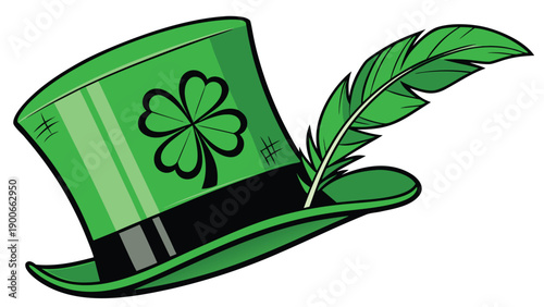 Green Hat with Shamrock st patricks day feather