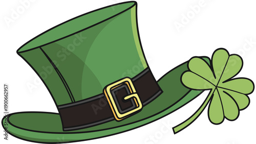 Green Leprechaun Hat buckle shamrock