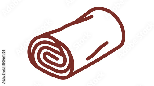 Minimalist brown line art icon of a rolled dosa crepe on white background for food design