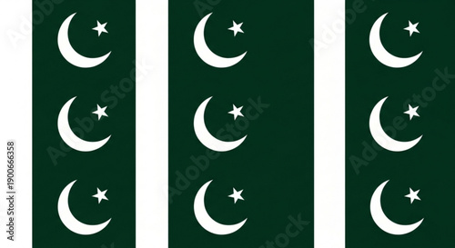 Pakistan flag design with green and white colors crescent moon and stars pattern national symbol illustration vector graphic