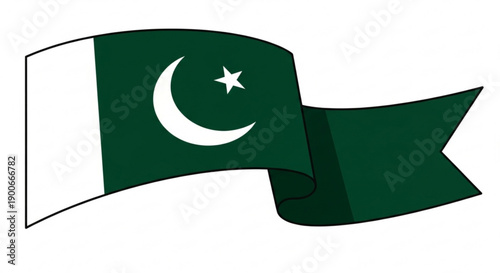 Pakistan flag waving symbolizing national pride and patriotism with green and white colors