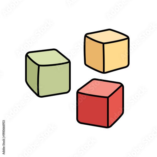 Colorful Turkish Delight. Tradition Attribute of Turkish culture. Vector illustration isolated on white background. Turkish national sweets. Turkish delight made from rose petals