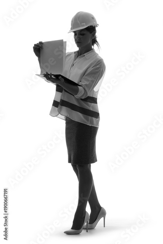 Silhouette of female constr...