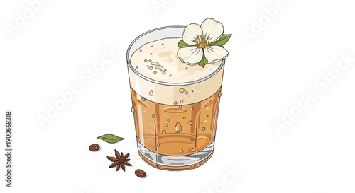 Refreshing Jasmine cold brew tea with a beautiful flower garnish