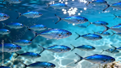 SchoolOfBlueFishUnderwater