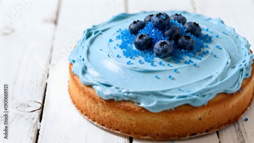 BlueFrostedCakeWithBerries