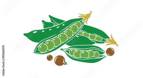 Bunch of peas isolated on a white surface. Flat vector graphic

