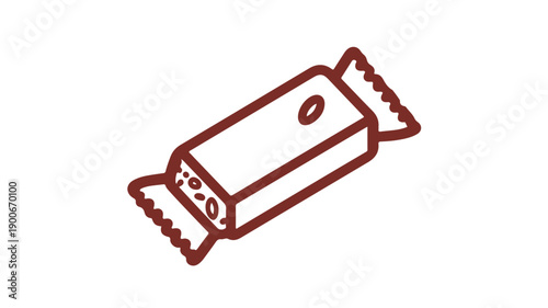 A minimalist black line icon of a granola bar in outline on white background for design and nutrition concepts