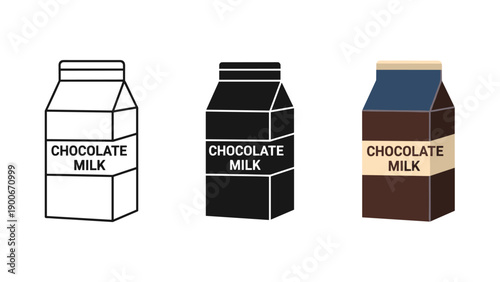 Three chocolate milk cartons in different styles Vector