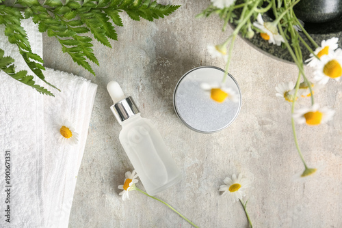 Towels, chamomile flowers, ...