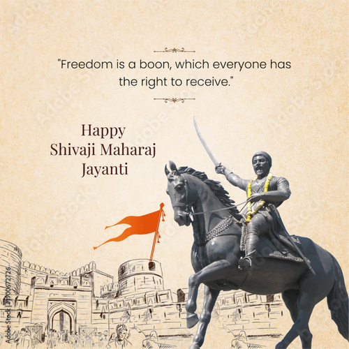 Happy Shivaji Maharaj Jayanti with Illustration