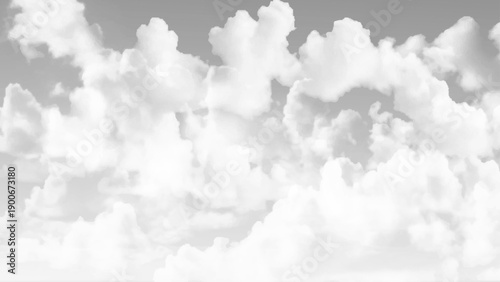 Gray sky and white cloud background, cloudy in rainy season