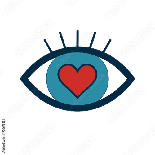 Eye With Heart Symbol Representing Love And Emotion Isolated on White Background