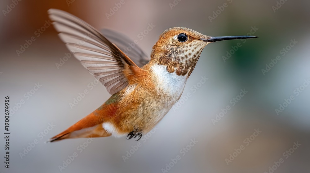 Naklejka premium Hummingbird in flight close up view