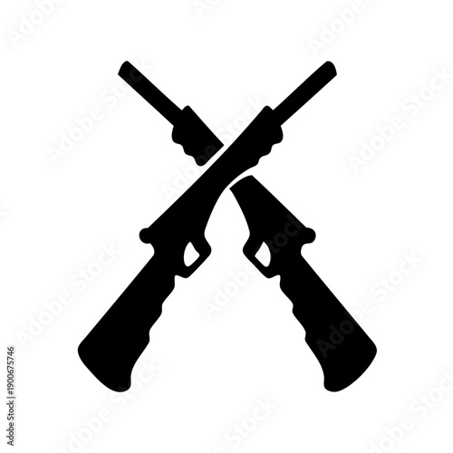 Crossed shotguns silhouette design symbolizing defense, hunting, or military concepts Vector, illustration