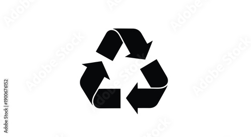 Black recycling symbol on a white background representing environmental sustainability