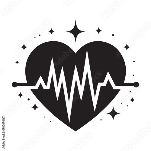 Heartbeat stories Tales of Love and Emotion vector silhouette logo design concept idea illustration