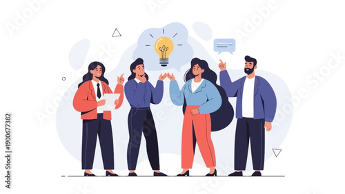 Team Brainstorming Idea Lightbulb Communication Collaboration Concept
