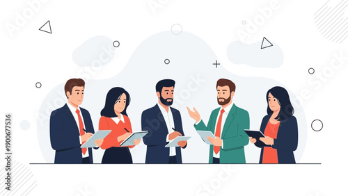 Diverse Business Team Collaborating on Project, Discussing Ideas