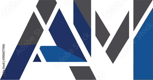 Abstract AM monogram logo with geometric facets