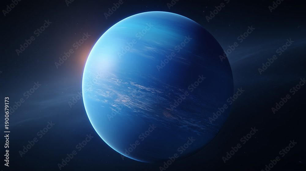 Obraz premium Planet Neptune with Vertical Light Gradient, Minimal Editorial Space Image