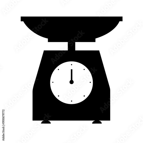 Black Kitchen Weight Scale Vector Icon Silhouette for Cooking Baking and Food Measurement Design