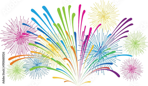 Colorful firework explosion, festive abstract celebration, bright lights