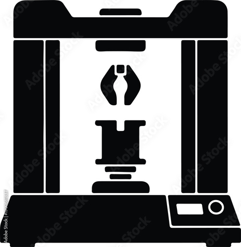 silhouette industrial 3D printer machine for additive manufacturing process vector design