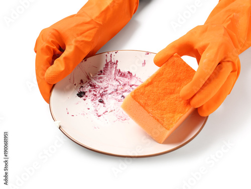 Female hands in rubber glov...