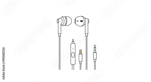 White wired in-ear headphones with inline remote and 3.5mm audio jack.