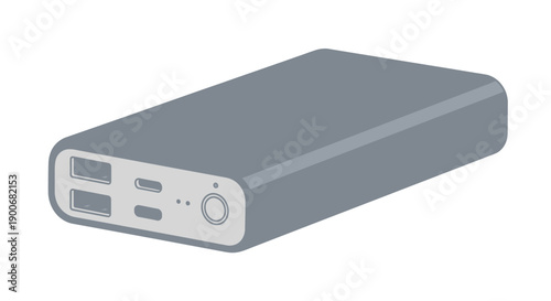 Portable power bank with multiple USB ports for charging devices.