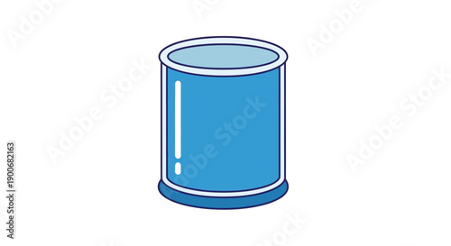 Simple blue cylindrical container with white rim isolated on white background.