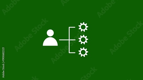 Abstract project manager icon with gear animation on green screen. Stakeholders management icon concept.