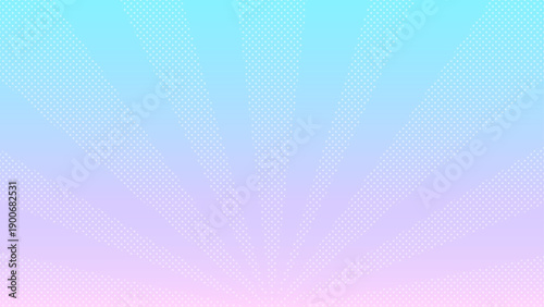 水玉模様の光線に薄い水色とピンクの背景 - ポップでかわいいパステルカラーのテクスチャ - 16:9