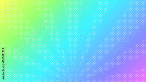 水玉模様の光線にカラフルな虹色の背景 - ポップでおしゃれなビビッドカラーのテクスチャ - 16:9