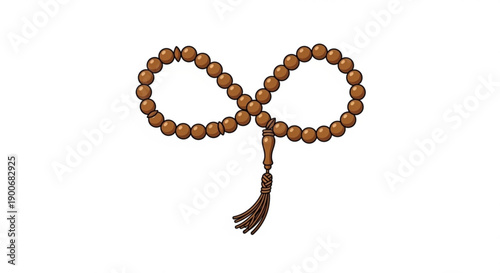 Brown Prayer Beads Forming Infinity Symbol on White Background