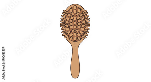 Wooden hairbrush with bristles isolated on white background.