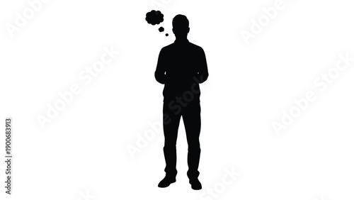 Silhouette of a person with thought bubbles above their head