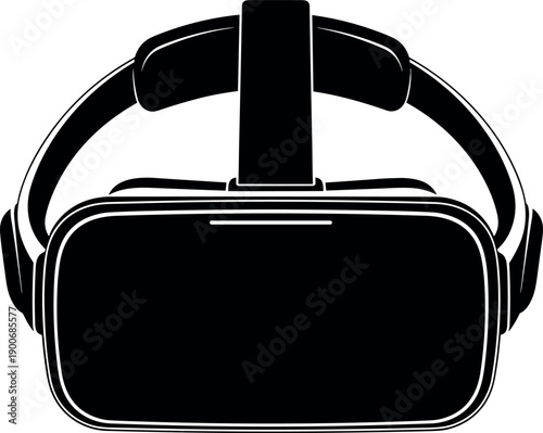 Virtual Reality Headset Vector Silhouette for Gaming Technology Metaverse Experience Cyberpunk Digital Entertainment Equipment VR Goggles Icon Isolated for Modern Tech and Futuristic Design