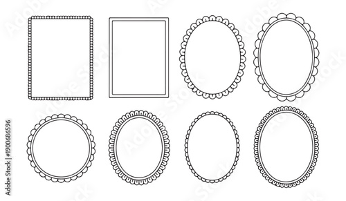Assorted scalloped edge frames and borders for decorative photography and craft projects set on white
