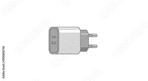 Compact white USB wall charger with dual ports for electronic devices.